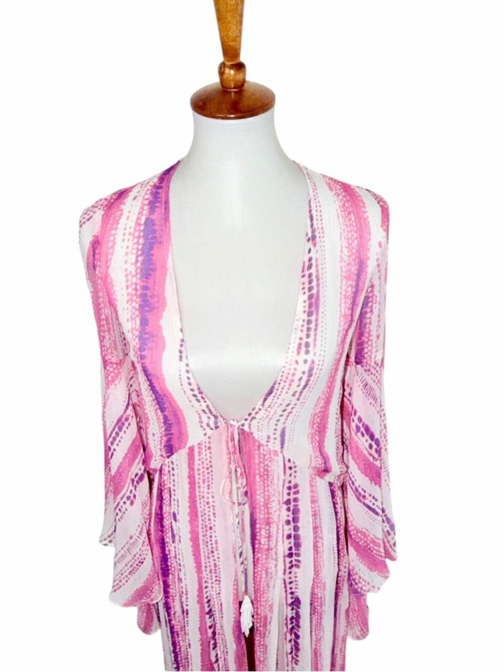 Rococo Sand Coverup Tie Front Pink Size XS - Picture 2 of 6